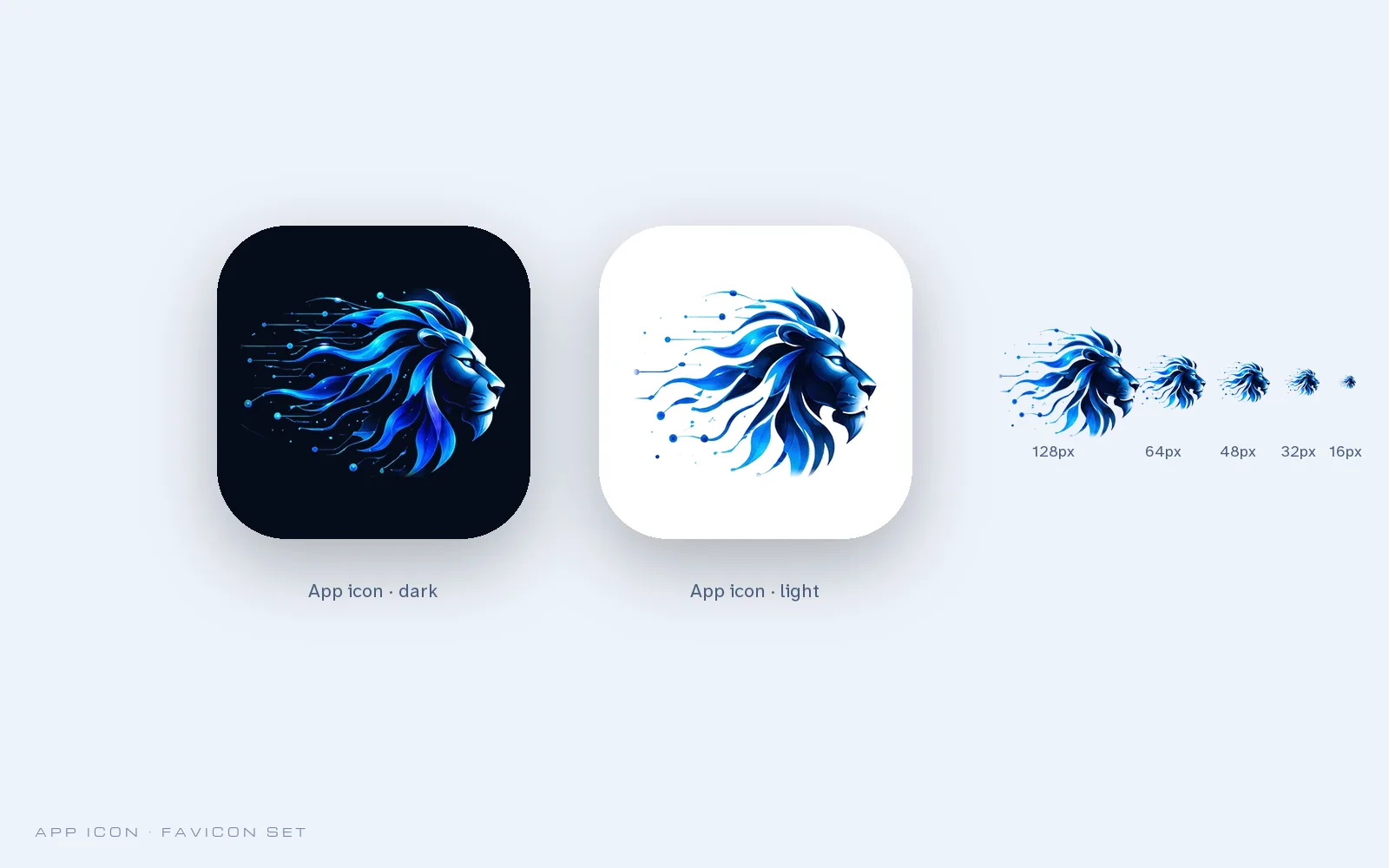 Lions Lane app icons, dark and light, and the favicon set